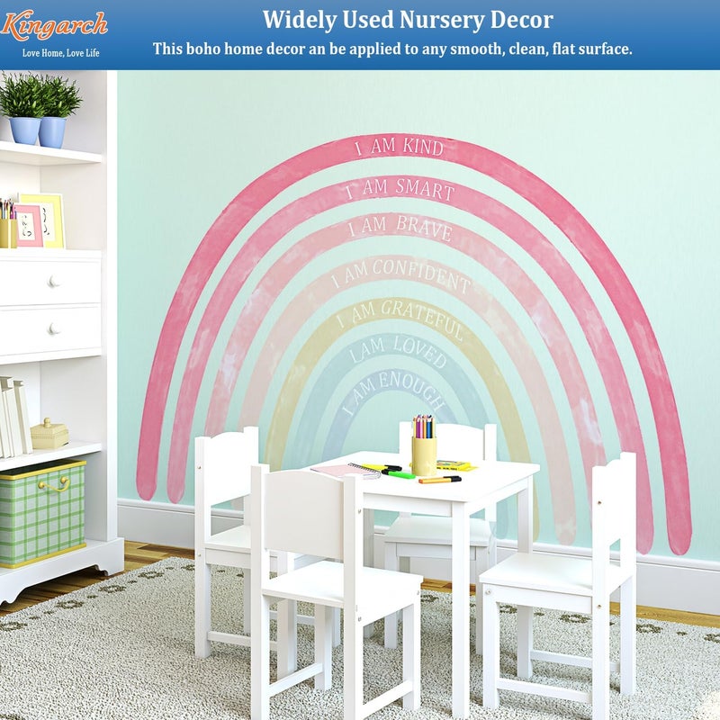 Kingarch Large Colorful Rainbow Wall Decals, Insparational Peel and Stick Fabric Nursery Wall Decor, Removable Home Room Wall Decor Murals Stickers for Kids Girls Toddler Bedroom Living Room Playroom - Image 3